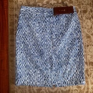 Michael Kors blue skirt brown good leather buckle